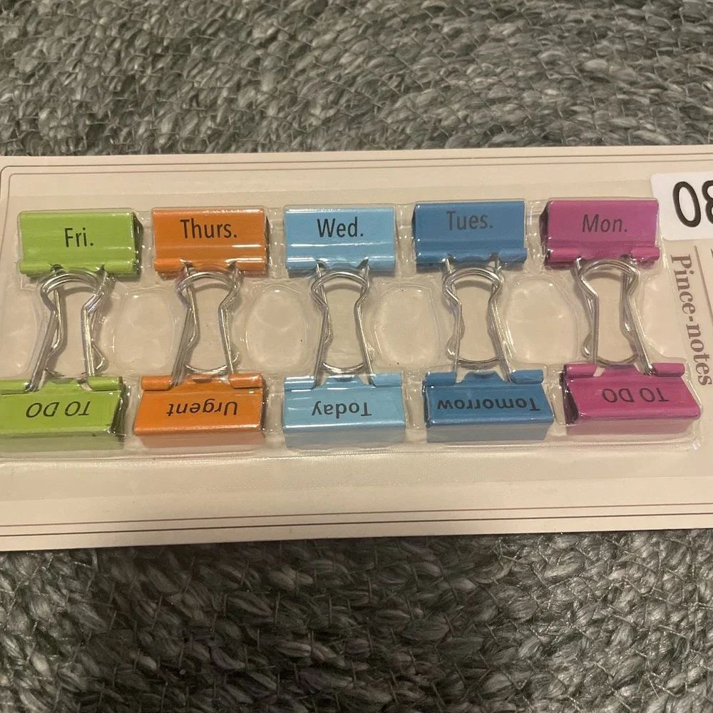 ✅Jot Colorful Days of the Week Binder Clips 10pc Office School #️⃣0835